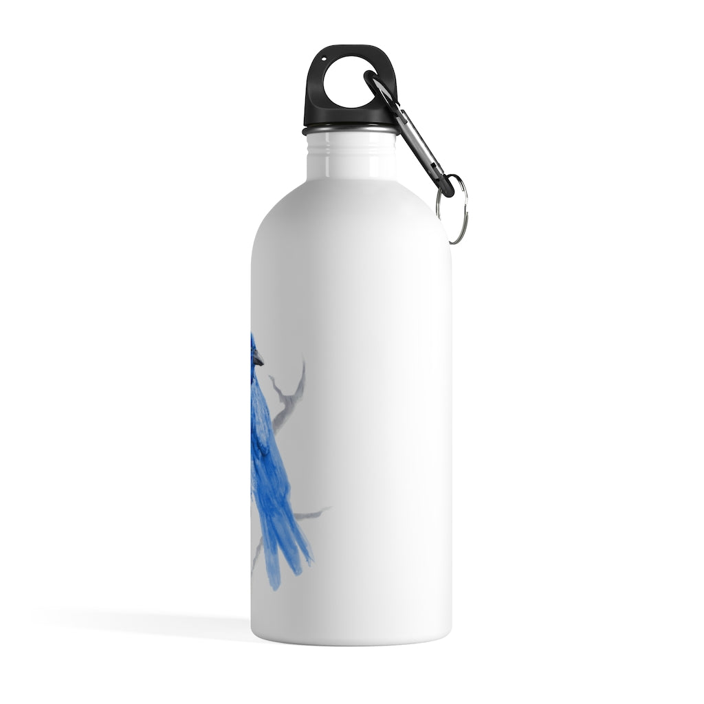 Corvid Blue Bird Perched - Stainless Steel Water Bottle