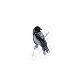 Corvid Black Bird Perched - Bubble-Free Stickers
