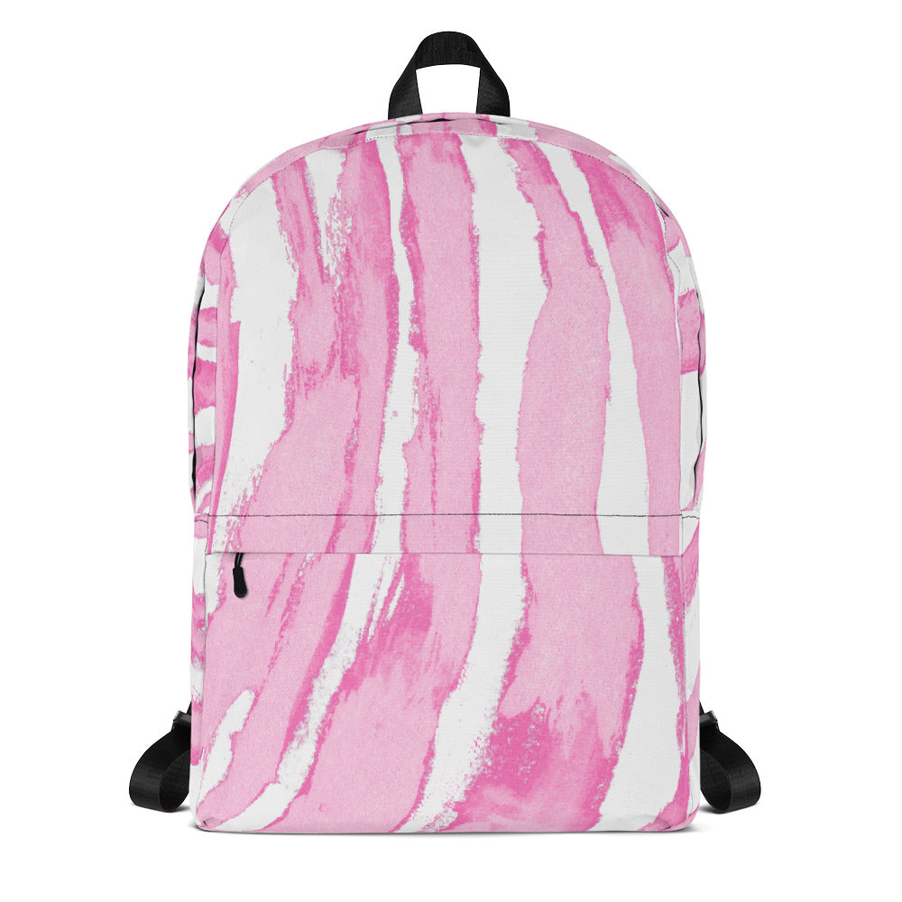 Zebra Stripes Pink and White - Backpack