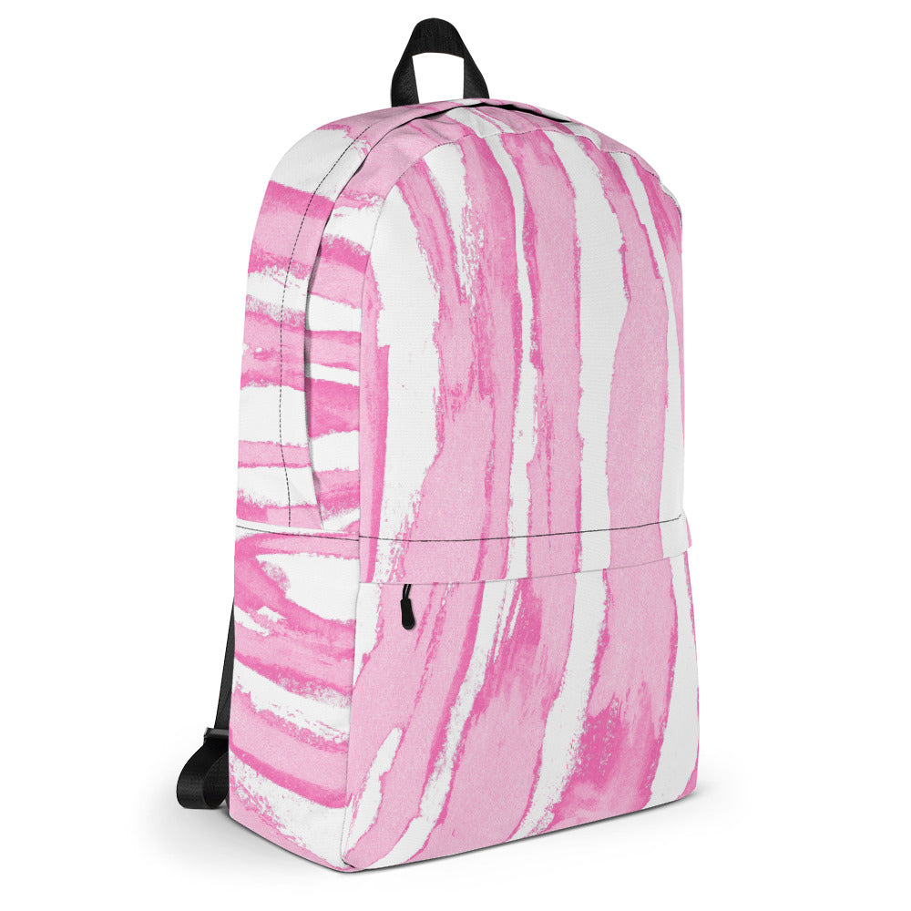 Zebra Stripes Pink and White - Backpack