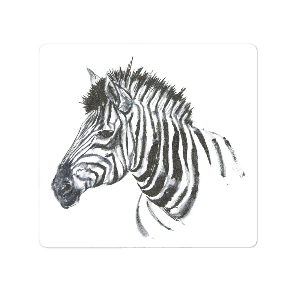 Zebra Ink Brush Painting - Bubble-Free Stickers