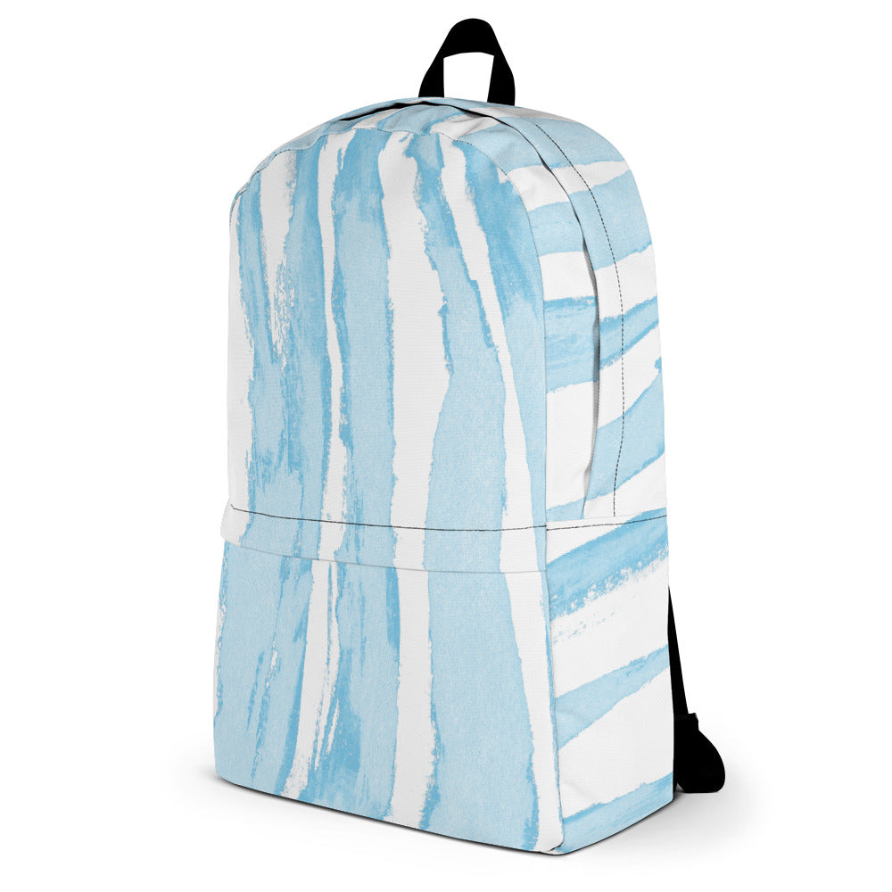 Zebra Stripes Blue and White - Backpack