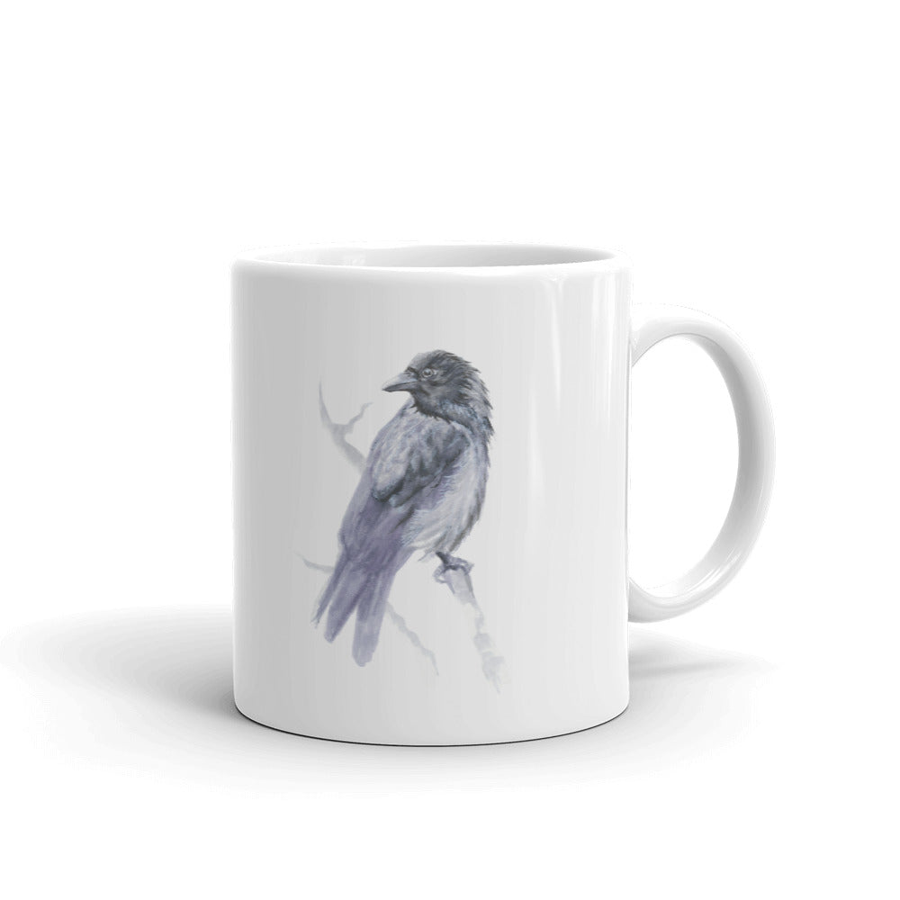Corvid Gray Bird Perched - Mug